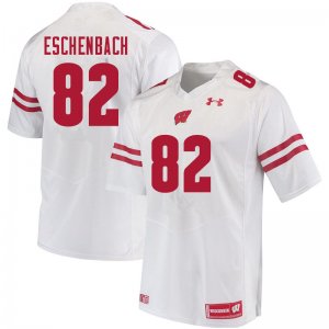 Men's Wisconsin Badgers NCAA #82 Jack Eschenbach White Authentic Under Armour Stitched College Football Jersey NQ31W75SW
